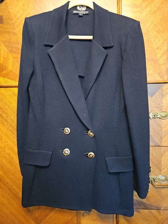 St. John Jackets & Blazers - St. John Collection Black Size 12 Double-Breasted Knit Blazer